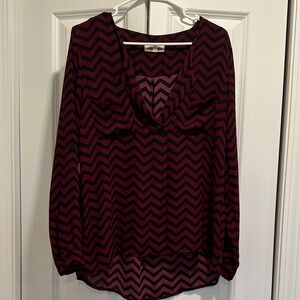 Hippie Rose Black and Red Chevron Blouse